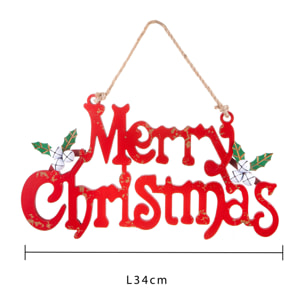 Decoro Merry Christmas - Pezzi 1 - Colore Rosso - 34x61Hx6cm - Bianchi Dino