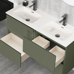 Conjunto de Baño Miya | Mueble de Baño Suspendido | 120 cm Verde Musgo| Cuatro Cajones | Lavabo Encastrado | No incluye Espejo | Alday