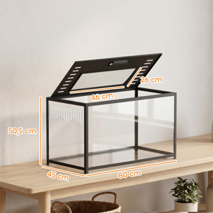 Cage hamster design transparent noir - 80x45x50cm - acrylique métal noir