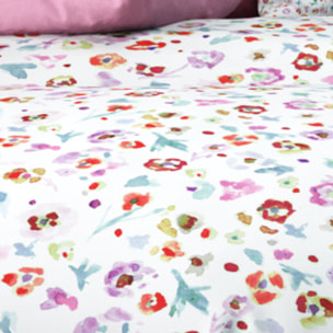 Parure de couette 3pcs 100% microfibre motif floral - blanc