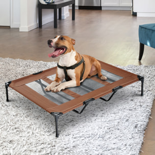 Lit sur pieds XXL pour chien chat lit de camp animal lit surélevé Oxford textilène micro-perforé dim. 122L x 92l x 23H cm marron clair