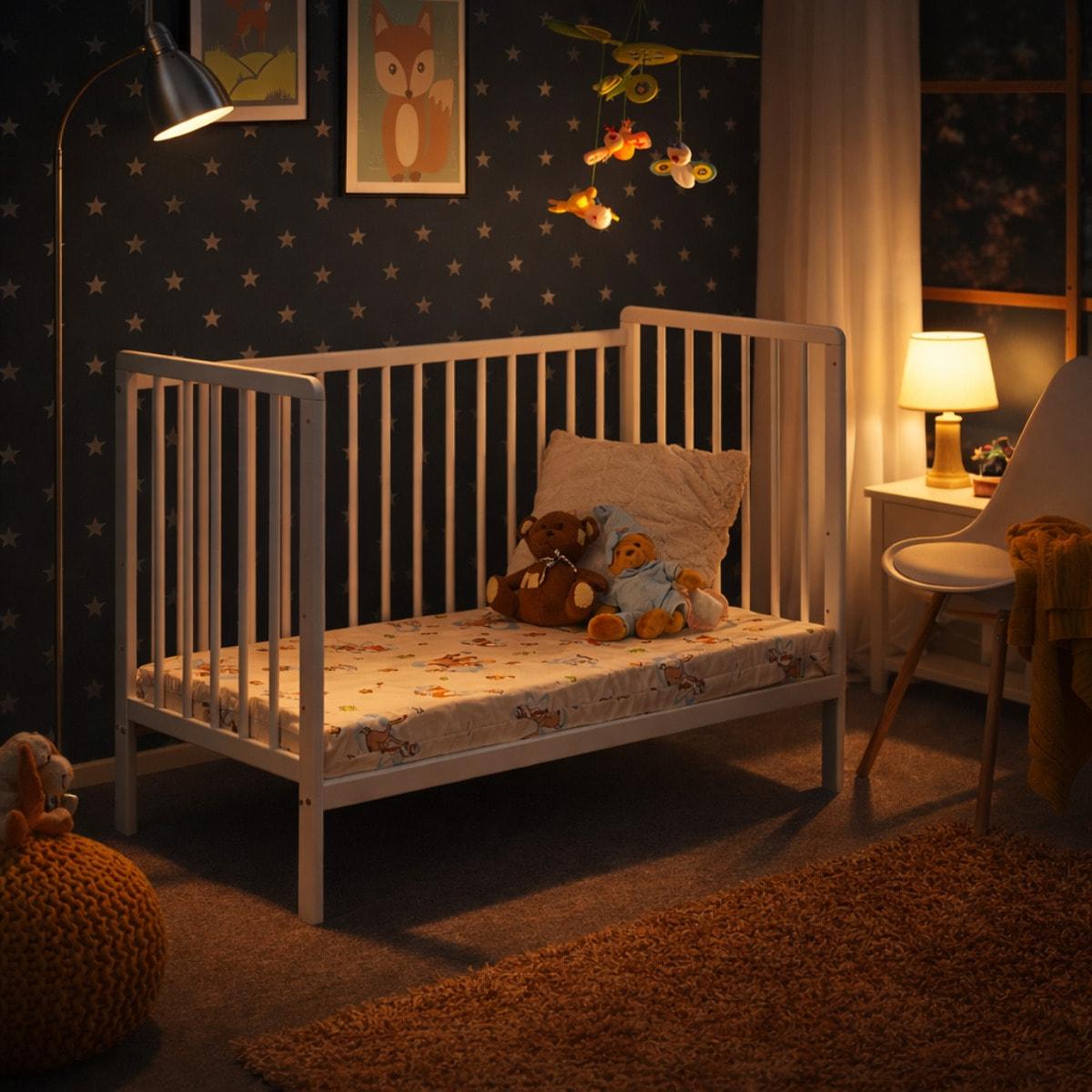 Culla Neonato Lettino Evolutivo Con Sponde E Materasso Incluso Altezza Regolabile Rete A Doghe Design Moderno 89 x 124 x 65 Cm Bianco Opaco