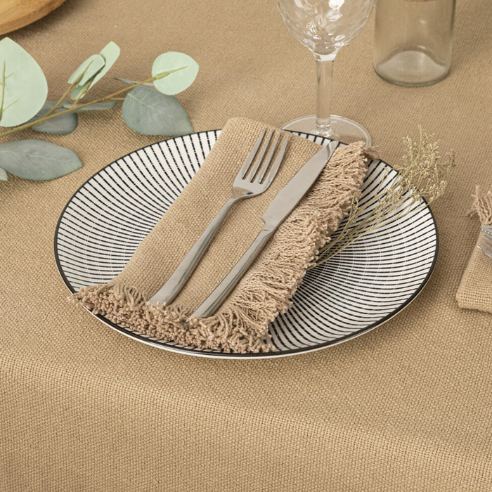 Lot de 2 serviettes de table "Maha" - coton - beige - 40x40 cm