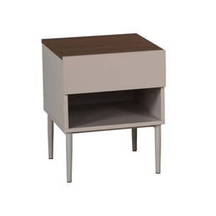 Table de chevet métal et décor bois 1 tiroir 1 niche  ASHTON
