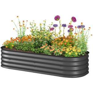 Carré potager de jardin dim. 150L x 62l x 30H cm modulable tôle d'acier ondulée anthracite
