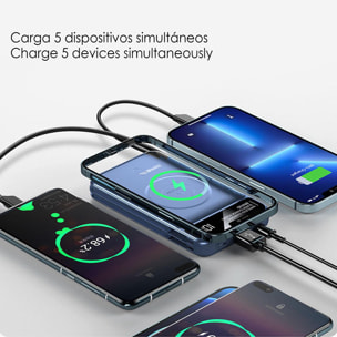 Powerbank da 10.000 mAh con ricarica wireless da 5 W, uscita di ricarica super rapida PD22,5 W, ricarica rapida. Schermata dell'indicatore di carica.