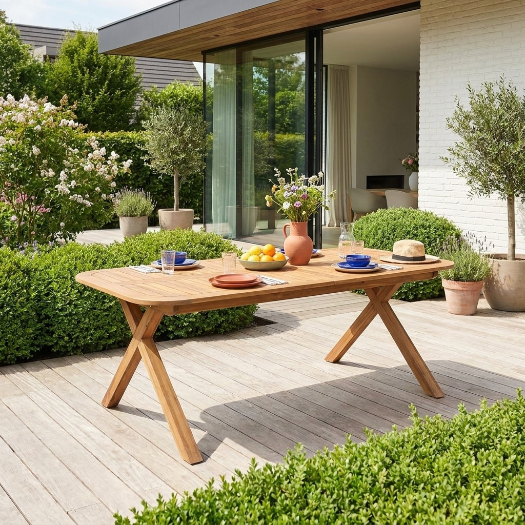 Table de jardin extensible bois d'acacia 6-8 places TANZO