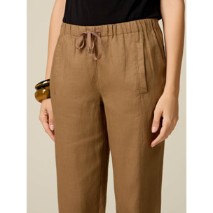 Oltre - Joggers de lino con cordón - Beige