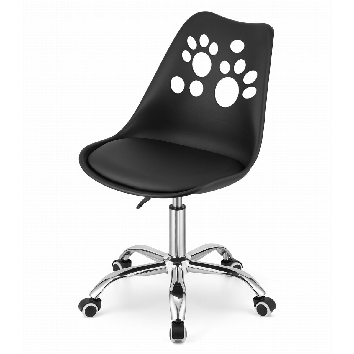 Sedia girevole PRINT nera con cuscino in ecopelle
