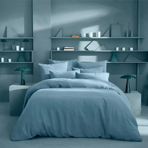 Housse de couette pur lin lavé 165 g/m² uni bleu Le lin lave bleu celeste