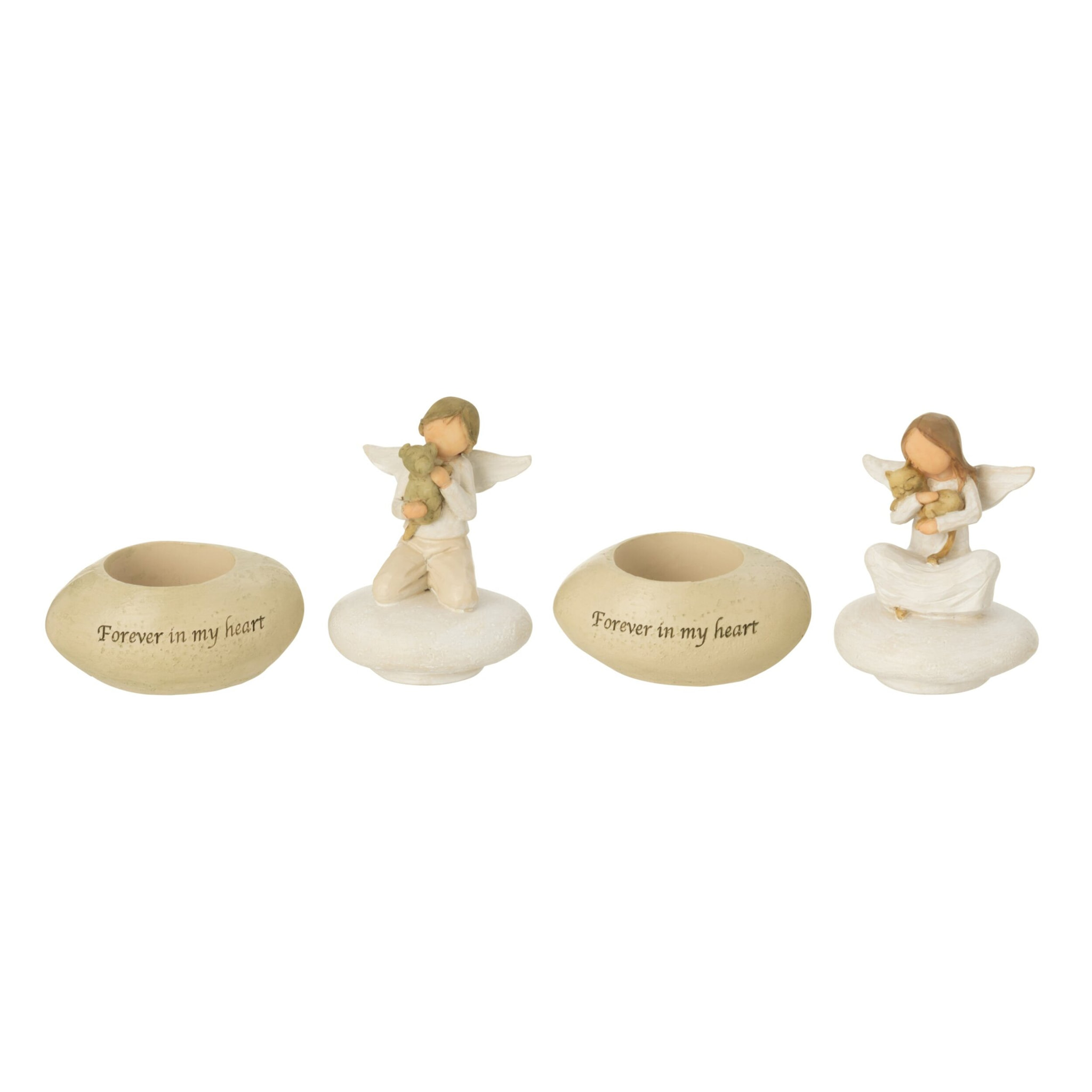 J-Line figurine Ange - pierre - beige/blanc - 2 pcs