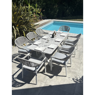 ABELLA - Ensemble repas de jardin 8 places - Blanc