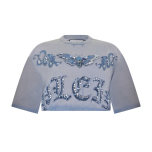 PHILIPP PLEIN Cropped T-Shirt Butterfly Tattoo