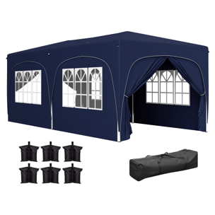 Carpa Plegable Gazebo 6x3 m Cenador Plegable con Altura Ajustable 6 Paredes Laterales Anti-UV y Bolsa de Transporte Pabellón de Jardín para Camping Fiestas