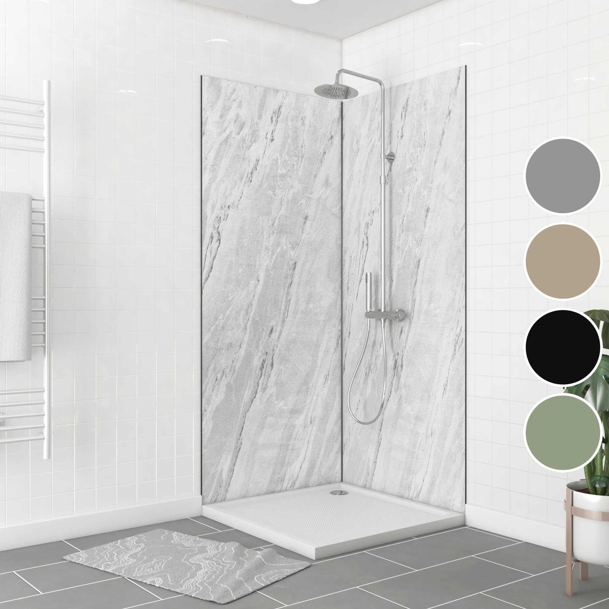 Pack de 2 Panneaux Muraux Pierre Artic Storm 90+90x210 cm avec Profilés NOIR MAT - STONE'IT