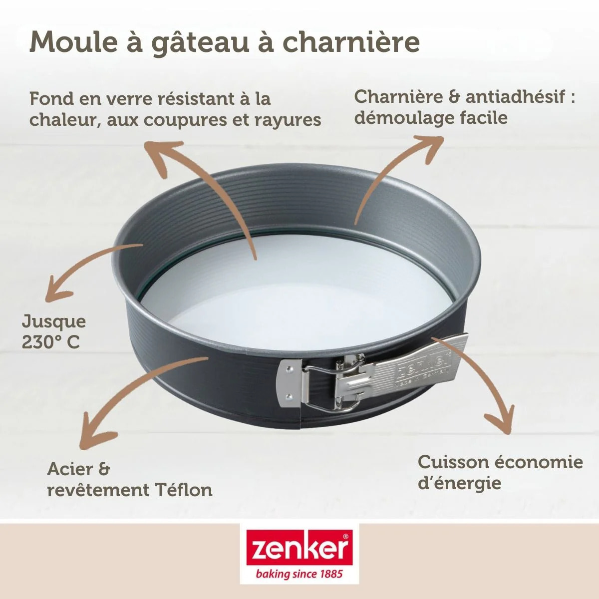 Moule à manqué à charnière fond en verre 26 cm Zenker Energy
