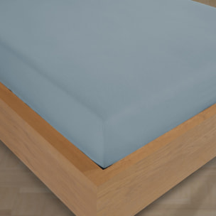 Drap housse Flanelle de coton bleu