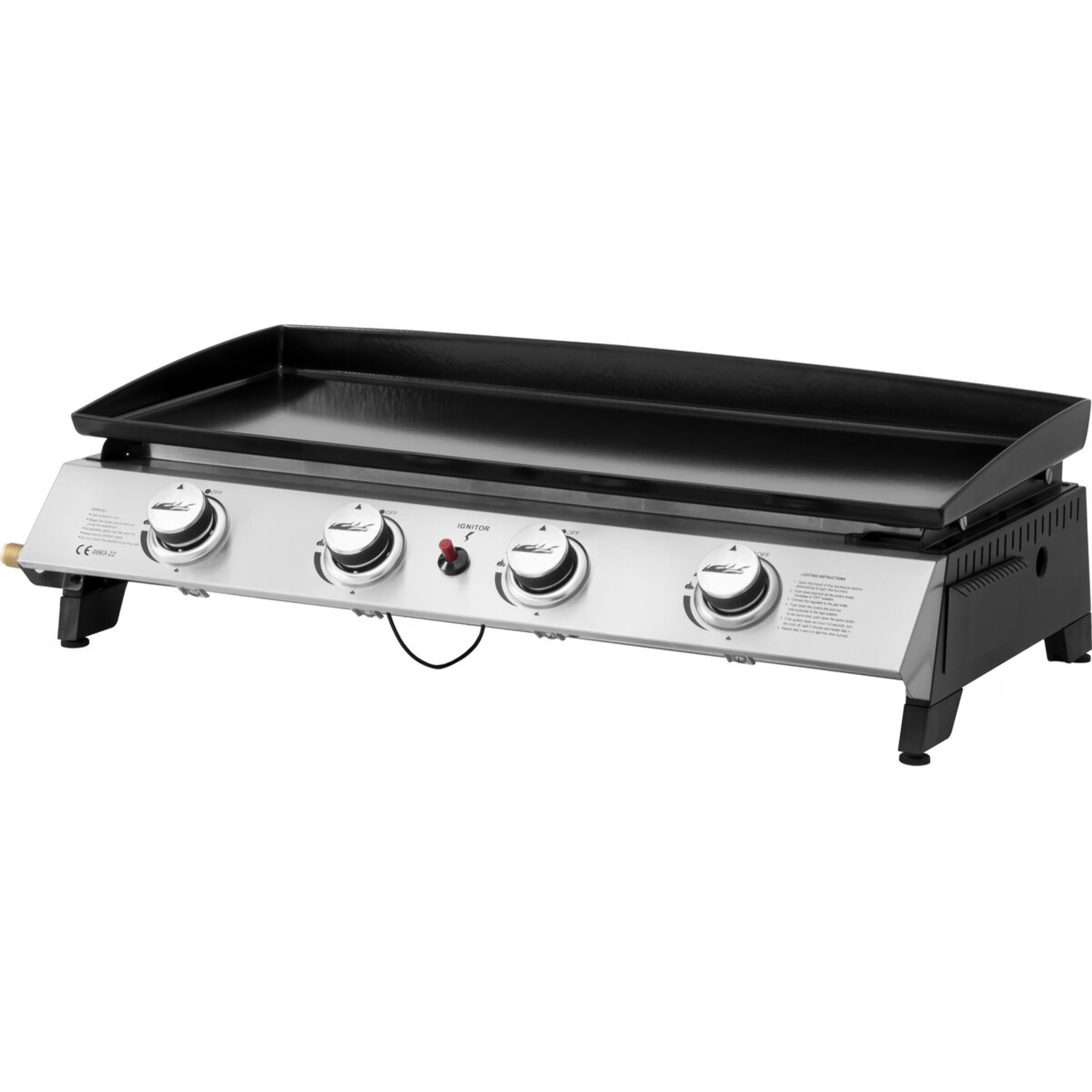Plancha à gaz avec 4 brûleurs en métal "Jolly" - 10 Kw - Gris