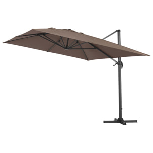 Parasol jardin déporté Alu ''Sun 4'' - Rectangle - 3 x 4 m - Taupe