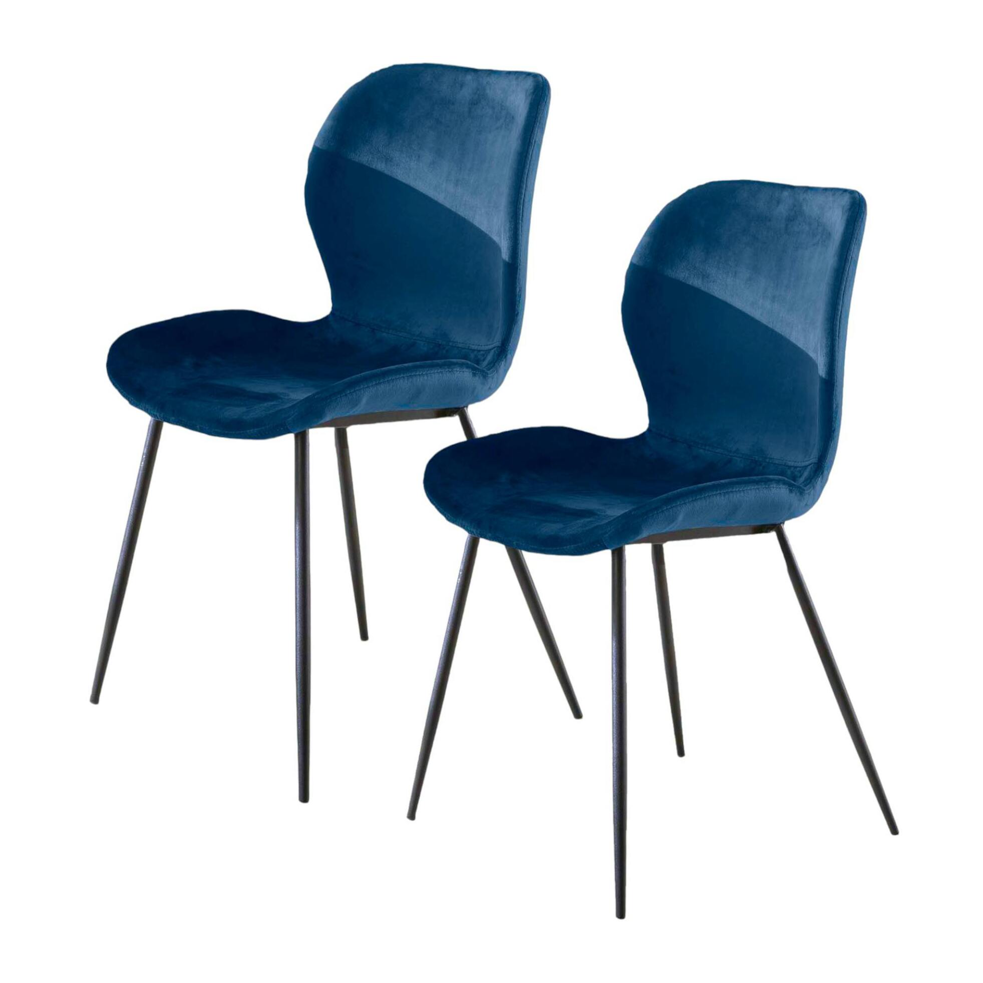 Chaise en velours bleu MELBOURNE (lot de 2)