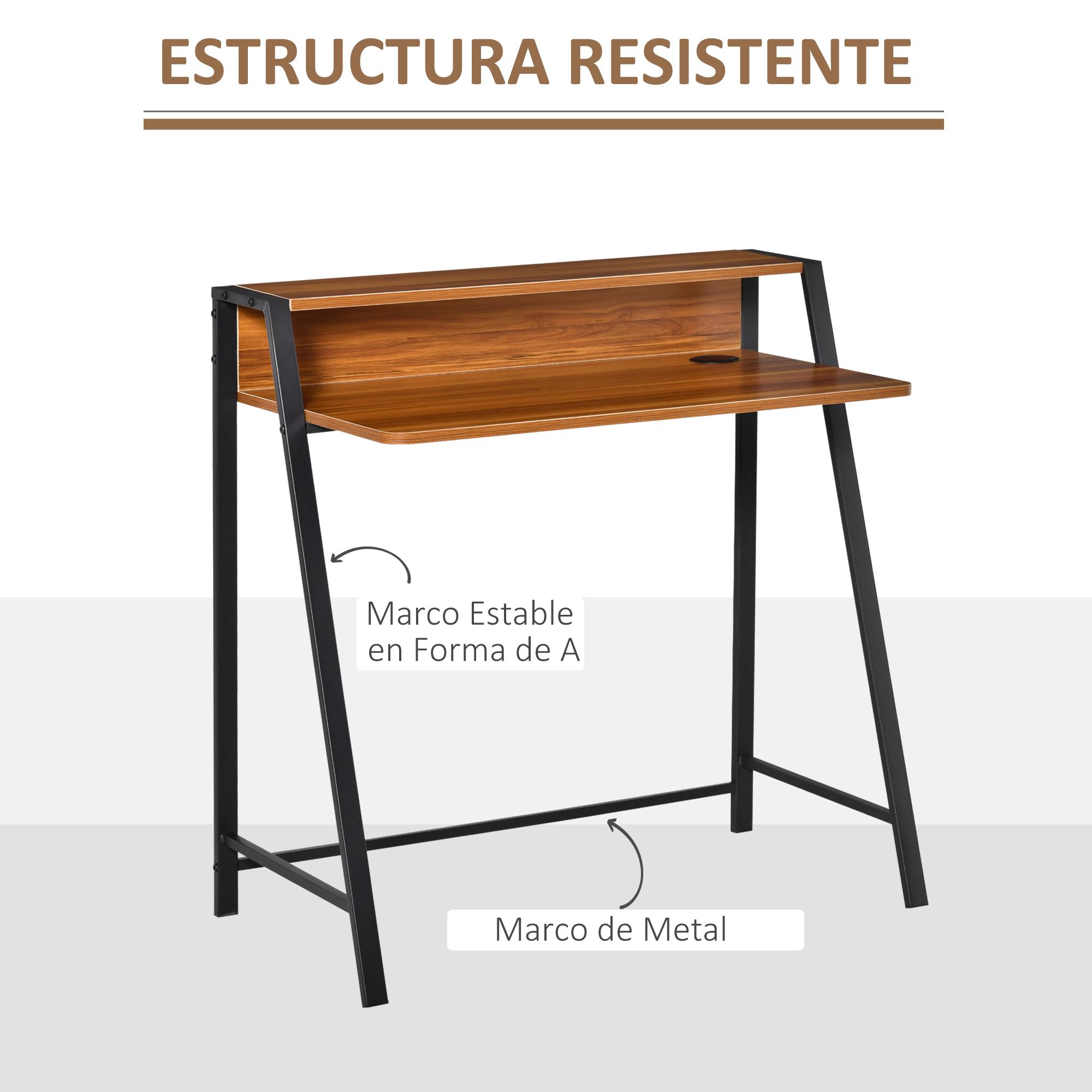 Mesa de Ordenador Industrial para Oficina de Madera 84x45x85cm