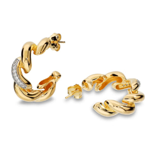 Orecchini Maglia San Marco in Argento 925 placcato Rodio con Pavé di Cubic Zirconia