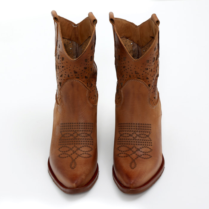 Stivaletti texani in vera pelle nabuk laserata