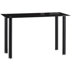 Mesa de Comedor Rectangular Mesa de Cocina Moderna con Tablero de Vidrio Templado y Patas de Acero para 4-6 Personas en Salón Oficina 120x60x75 cm Negro