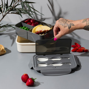 Lunch Box Unicolore Avec Couverts