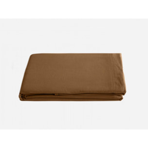 Drap plat Palace pur coton teint lavé, 63 fils/cm² Vent du sud - Palace Cognac