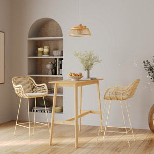 Table de bar rectangulaire 4 personnes en bois clair naturel 120 cm - Buvette