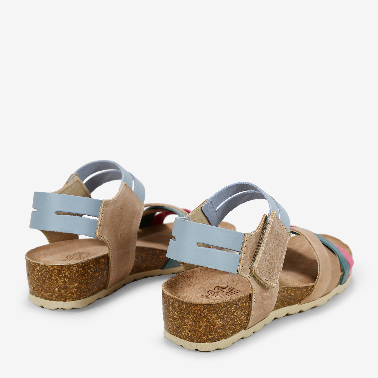 Sandalias con cuña de piel multicolor