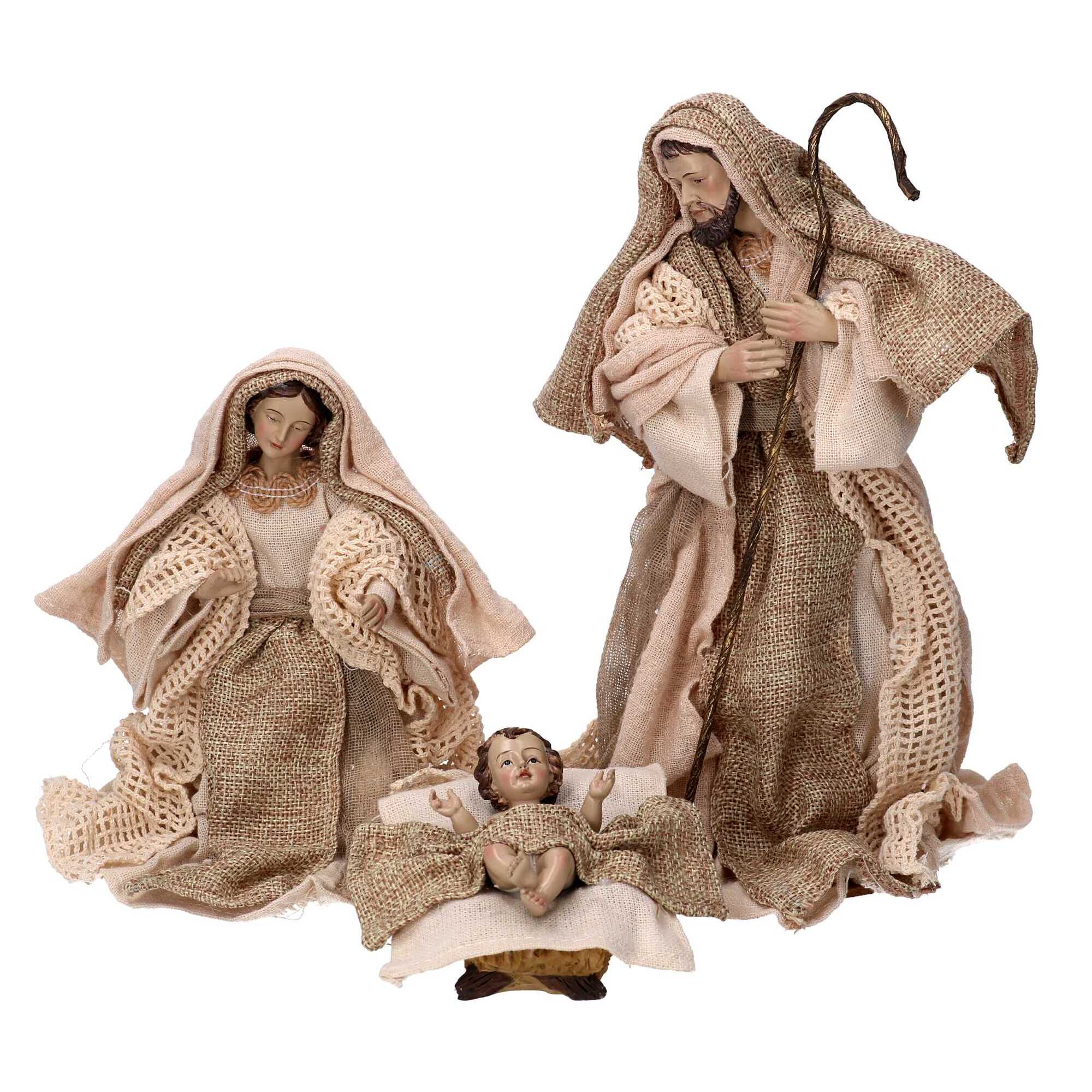 Presepe in tessuto set 9pz beige cmh25,5