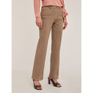 Motivi - Pantaloni bootleg in drill - Beige