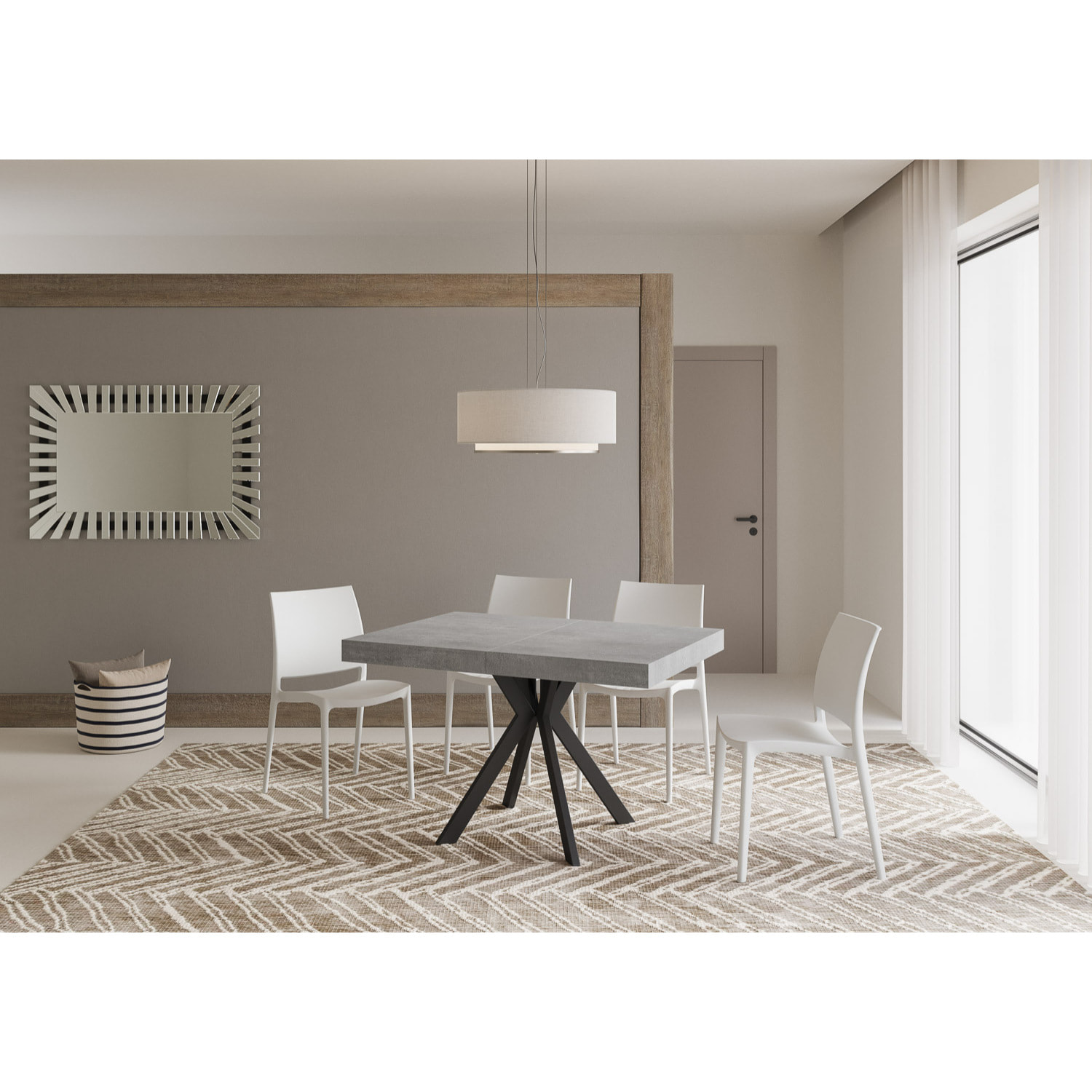 Tavolo allungabile 80x120/204 cm Dolcezza cemento gambe antracite