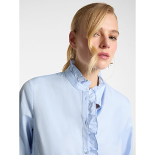 Elena Mirò - Camisa Oxford con volantes en la parte delantera. - Light - blue