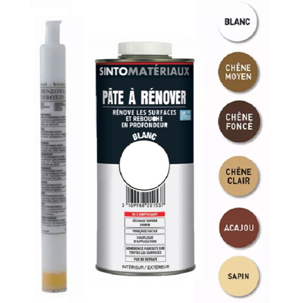 Pâte à rénover + Tube durcisseur SINTO SA - Chêne Clair - Cartouche de 0.8L 1.5 Kg - 820173
