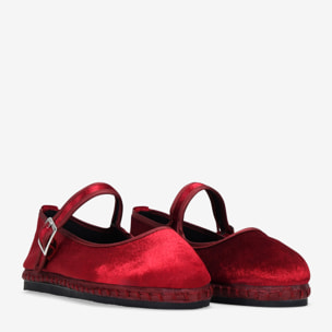 Bailarinas burdeos de terciopelo con hebilla