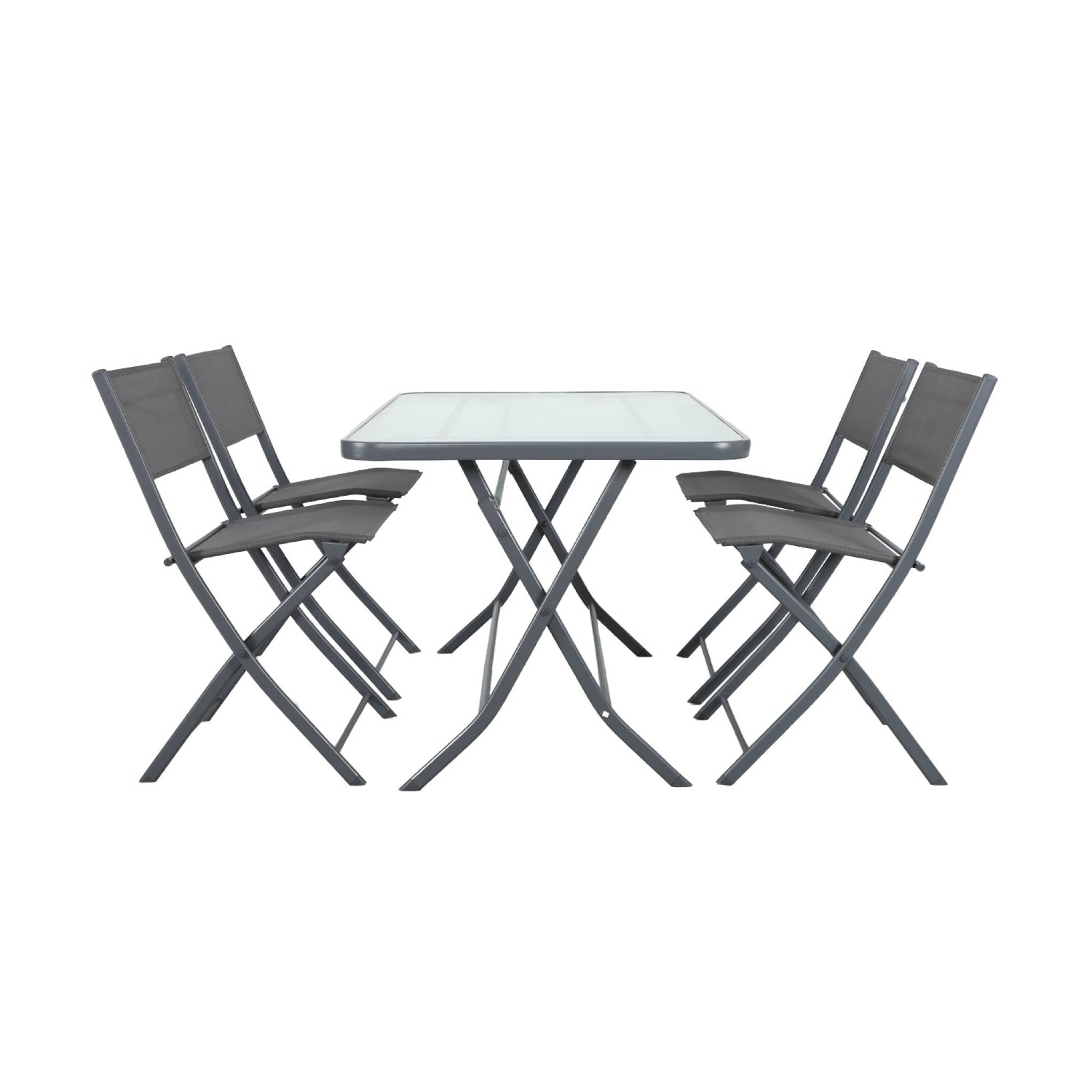 Table de jardin pliante acier + 4 assises ANCONA