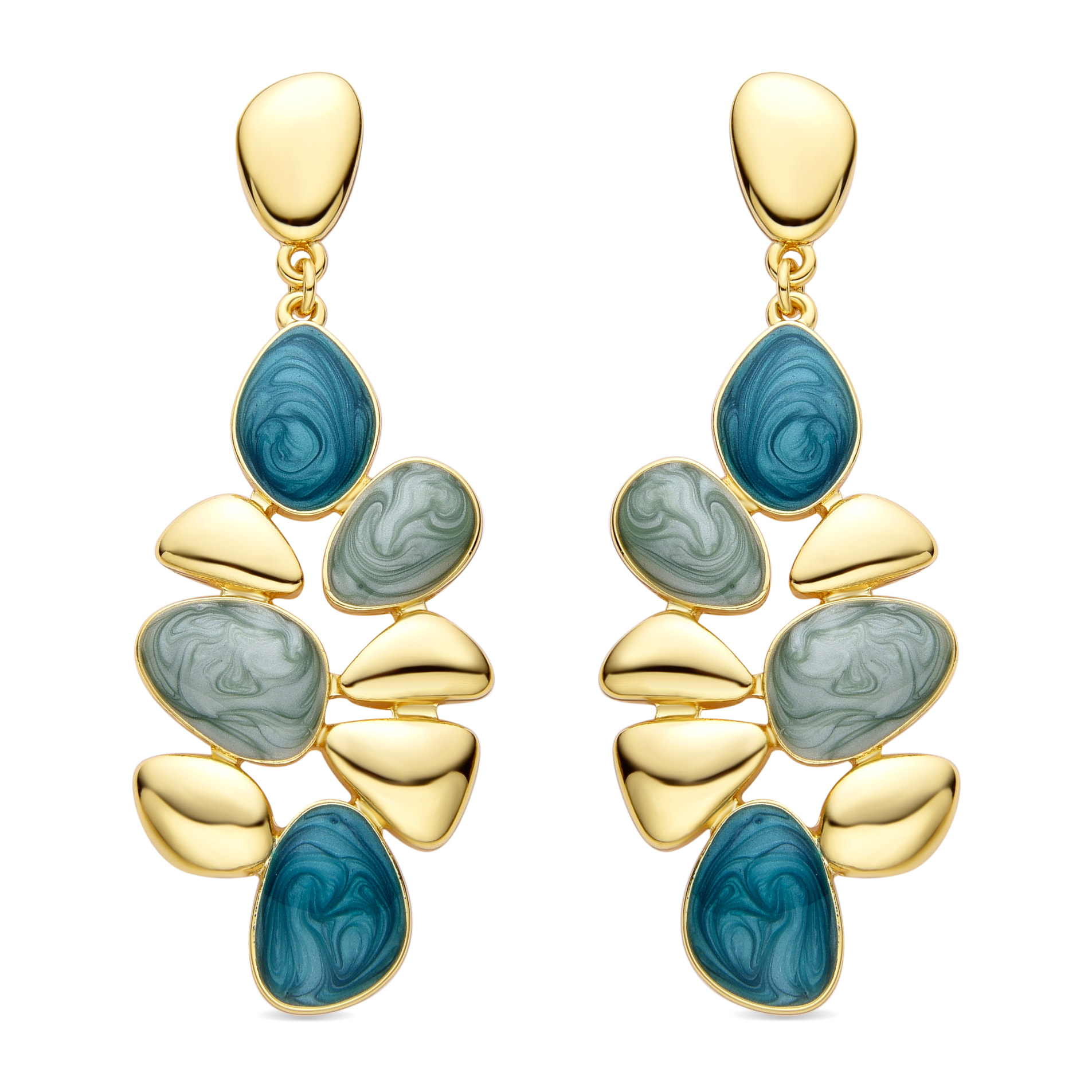 Pendientes de Resina Verde acabados en oro amarillo de 18K