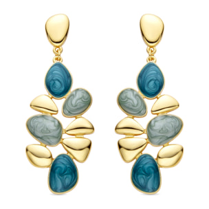 Pendientes de Resina Verde acabados en oro amarillo de 18K