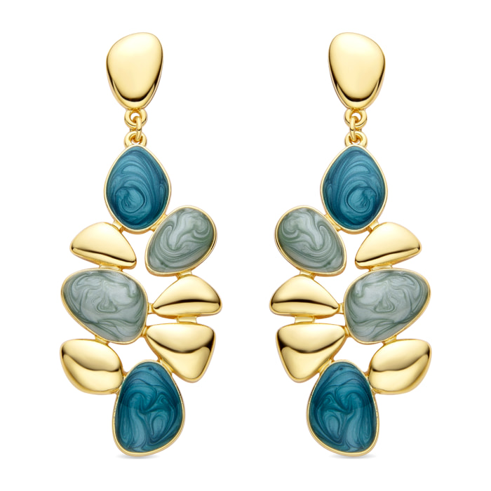 Pendientes de Resina Verde acabados en oro amarillo de 18K