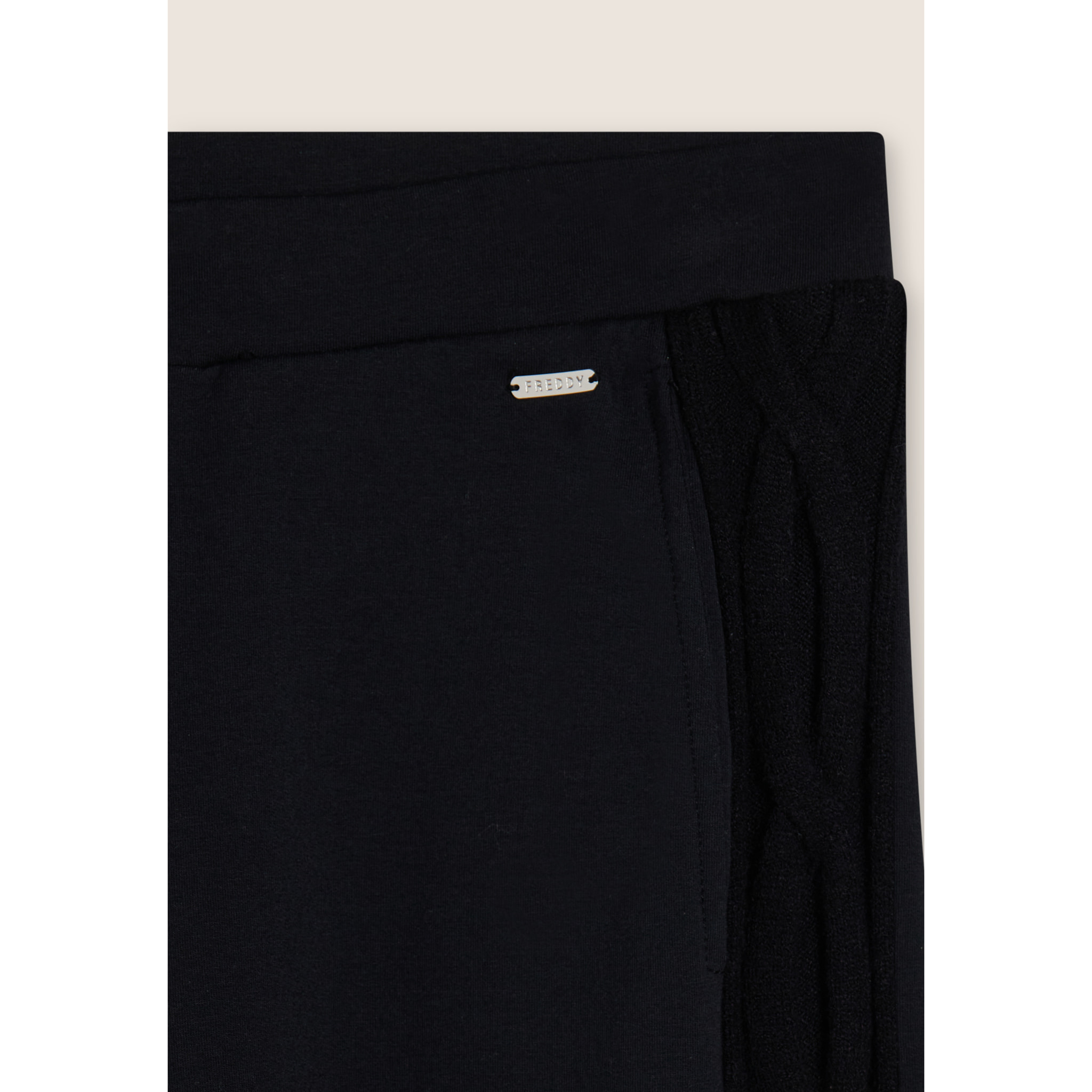 Pantaloni donna in felpa modal con banda a trecce