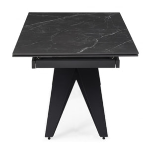 Table extensible en céramique marbré noir L160/240cm - 9 piètements - UNIK