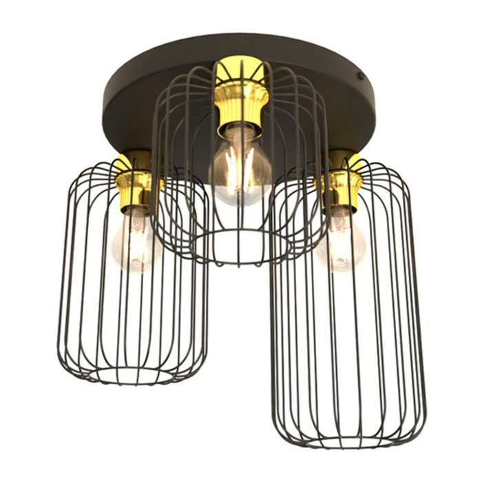 Lampada a sospensione BARN in acciaio nero e oro