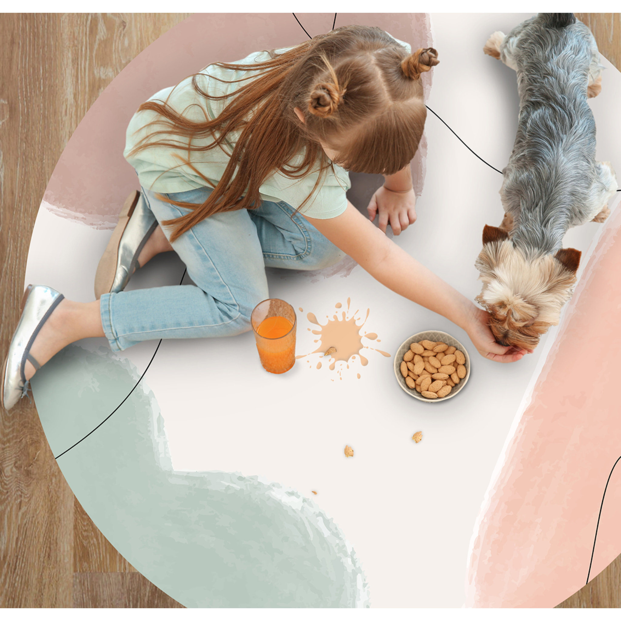 Alfombra de vinilo CERAMIKO, Zoa, diseño moderno [Diam] 100 cm