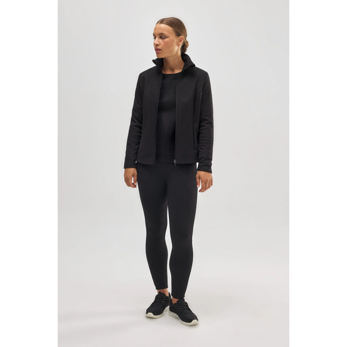 Leggings termici in pile nero stile sportivo