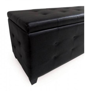 Pouf- contenitore in ecopelle, colore nero, Misure 140 x 47 x 45 cm