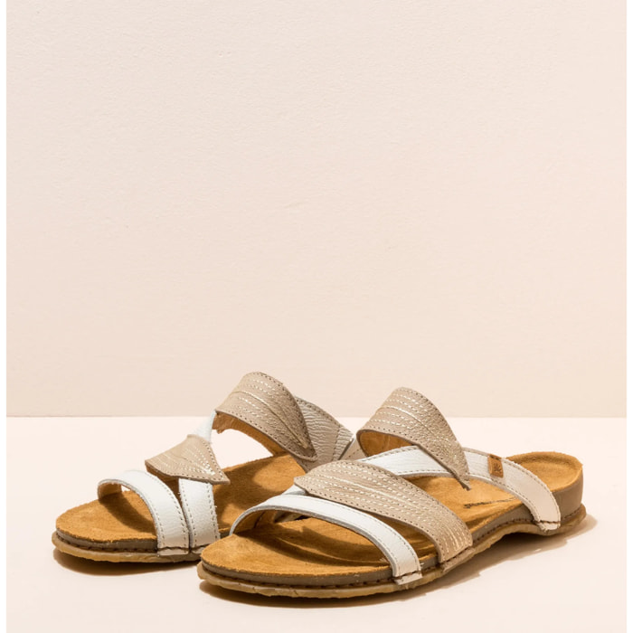 Sandalias N5812 PLEASANT WHITE-PIEDRA/PANGLAO color White-piedra