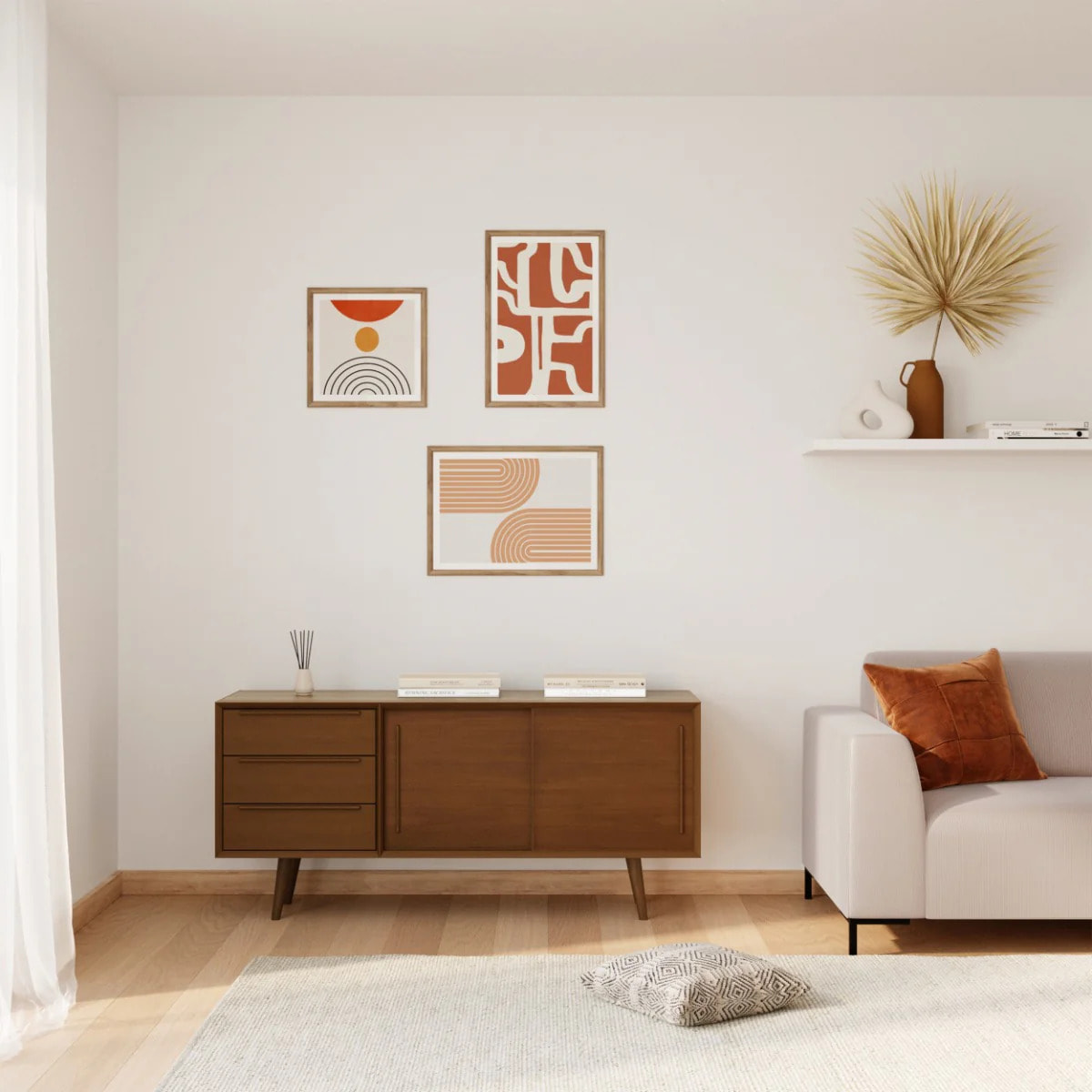 Buffet 2 portes coulissantes et 3 tiroirs en teck - Waya